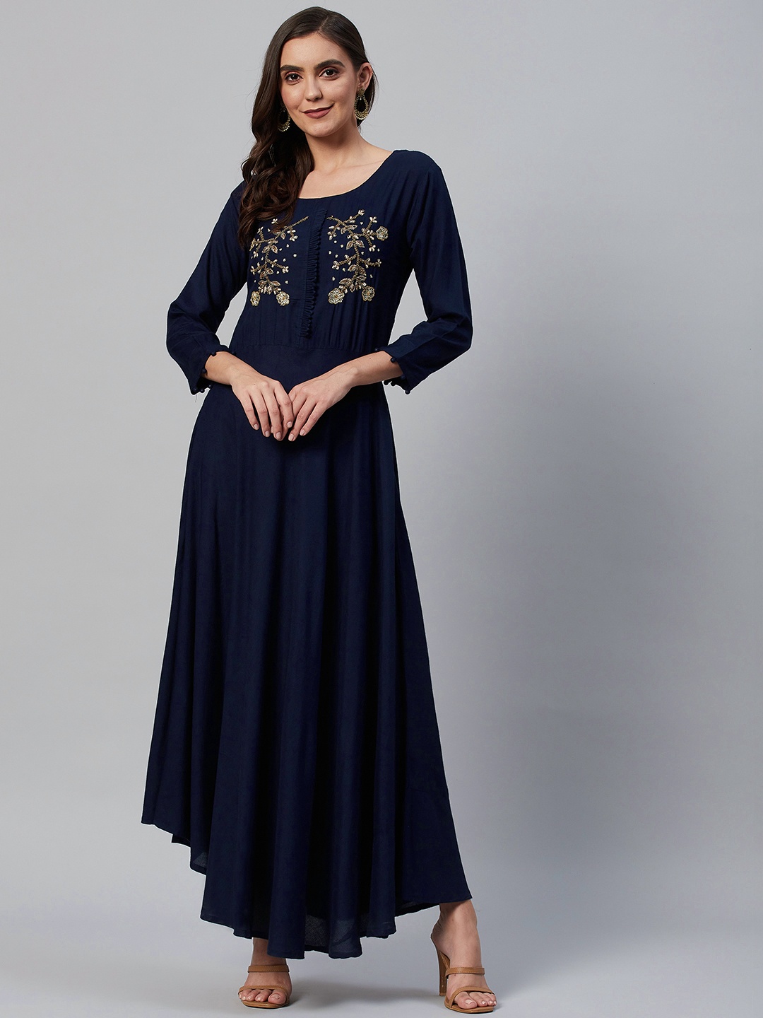 

HIGHLIGHT FASHION EXPORT Navy Blue Ethnic Maxi Dress