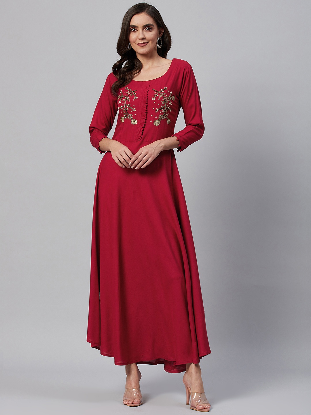 

HIGHLIGHT FASHION EXPORT Maroon Ethnic Maxi Dress