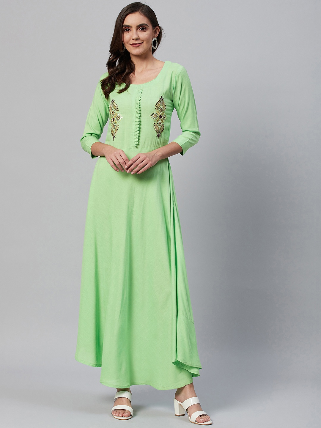 

HIGHLIGHT FASHION EXPORT Green Ethnic Maxi Dress