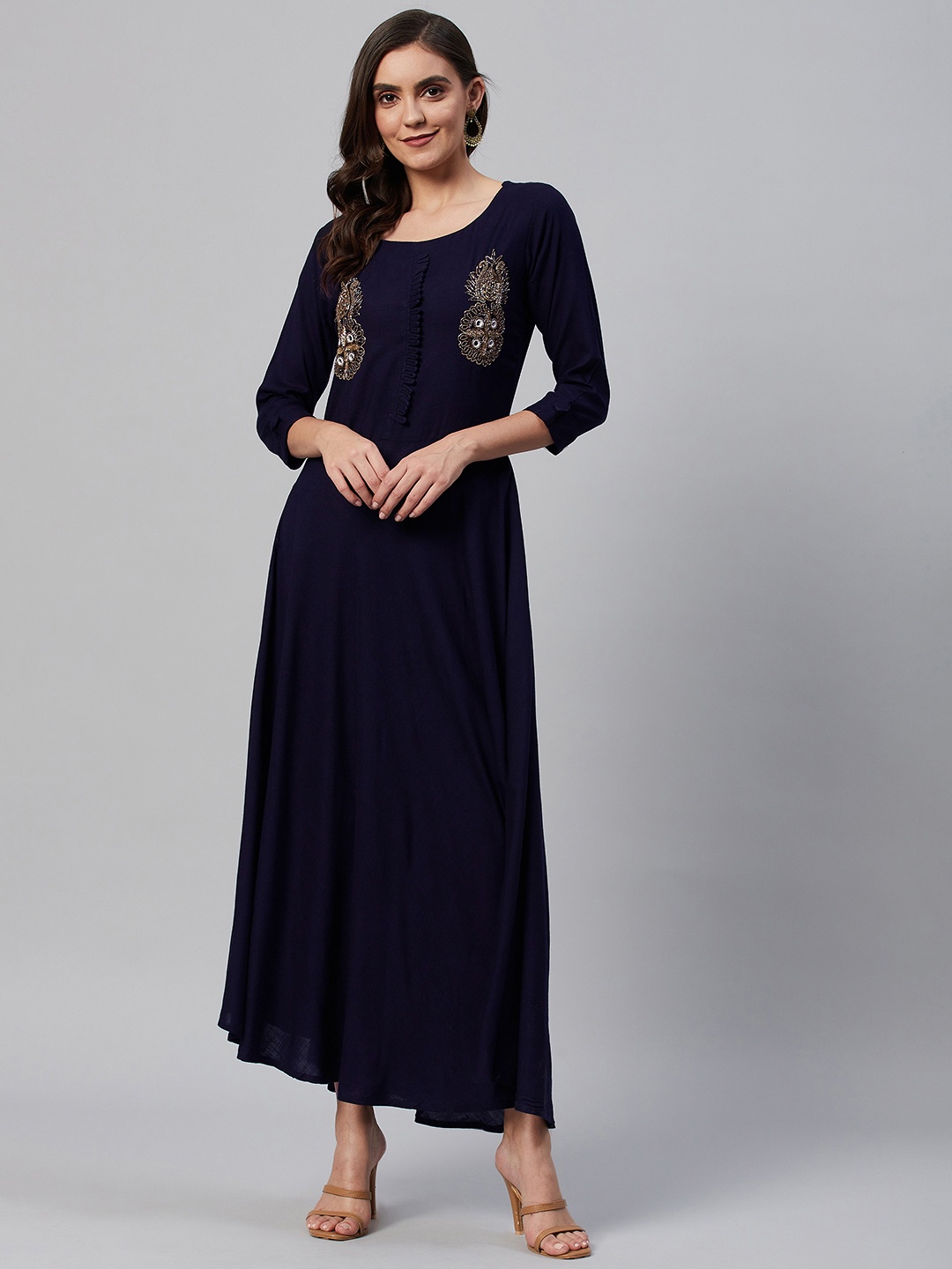 

HIGHLIGHT FASHION EXPORT Navy Blue Ethnic Maxi Dress