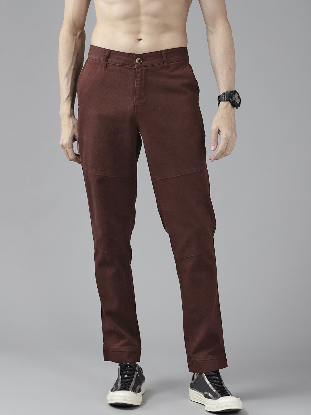 

Roadster Men Coffee Brown Woven Regular Trousers