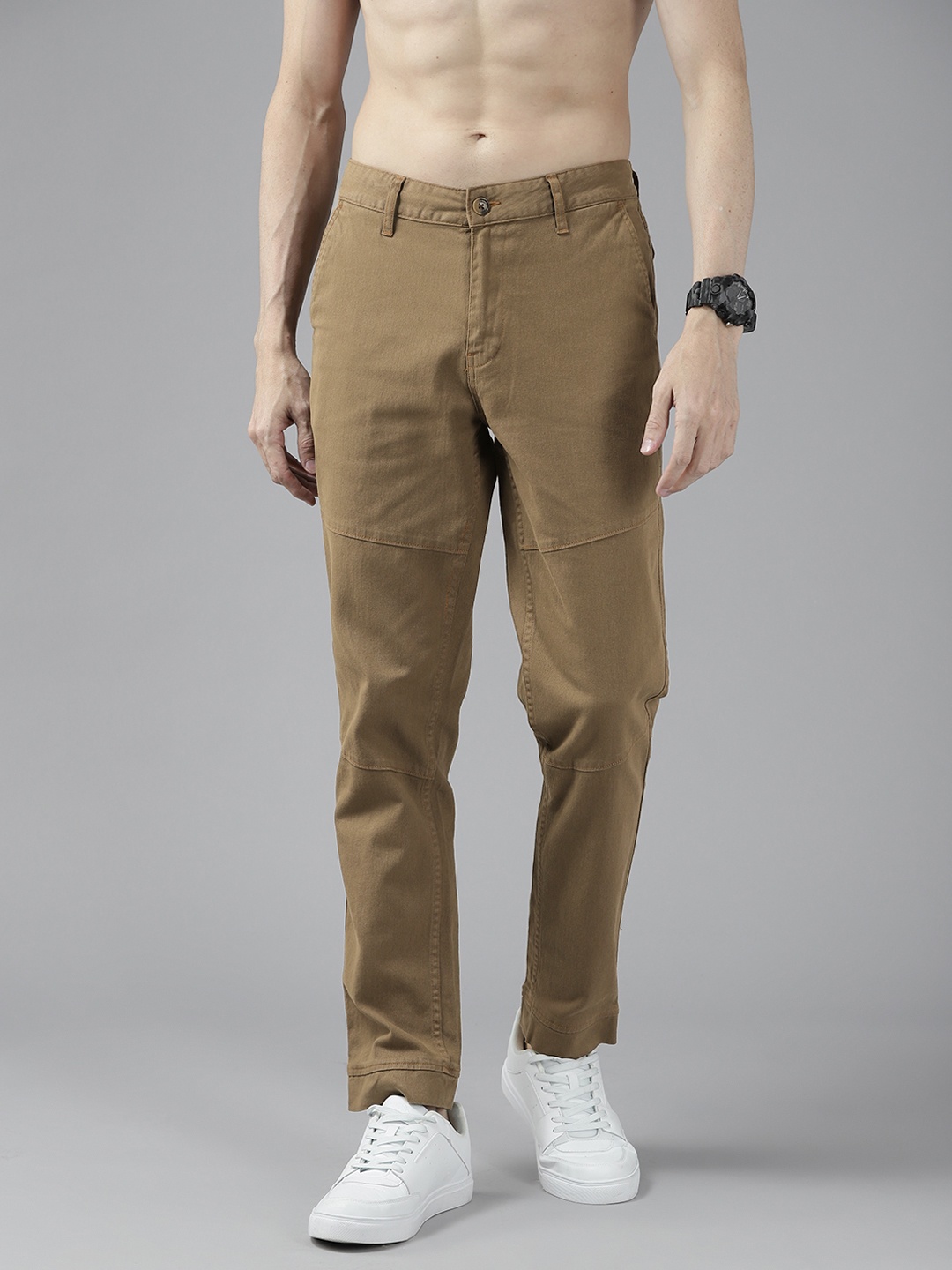 

Roadster Men Olive Green Woven Regular Trousers