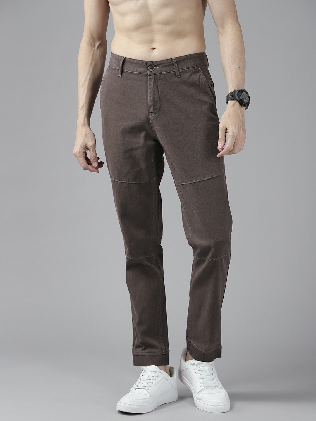 

Roadster Men Charcoal Grey Woven Regular Trousers