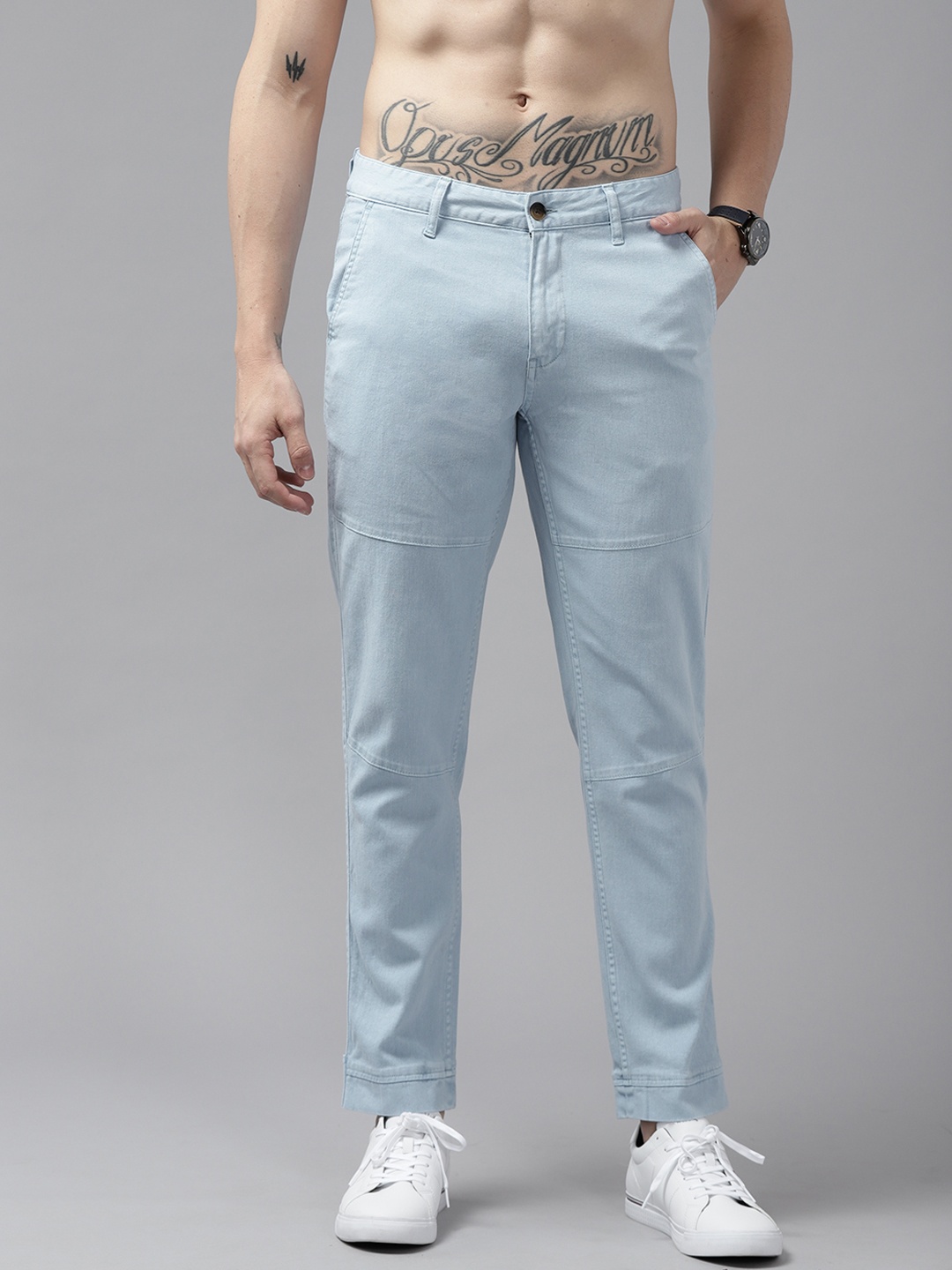 

Roadster Men Blue Regular Fit Solid Trousers