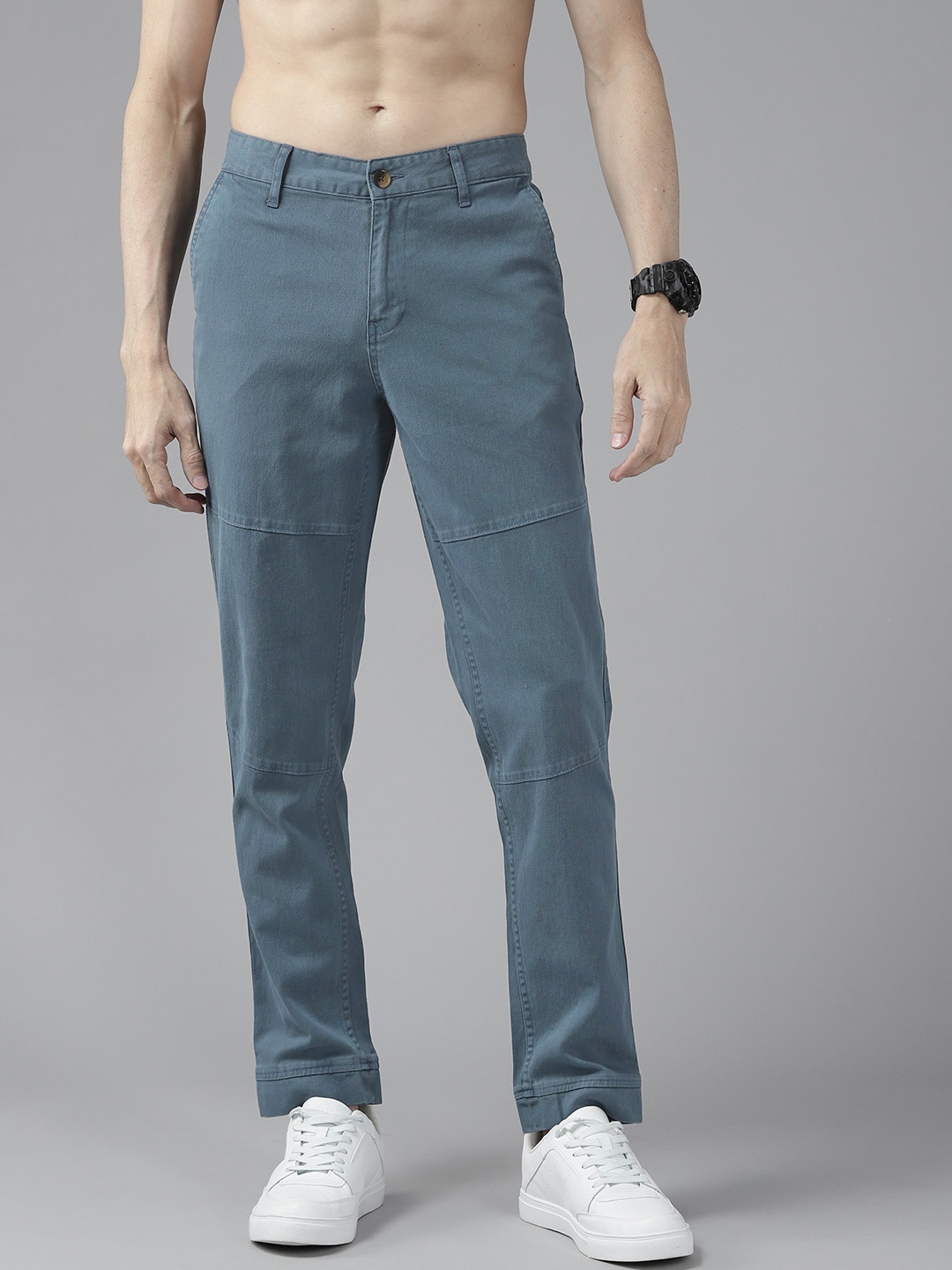 

Roadster Men Teal Blue Woven Regular Trousers