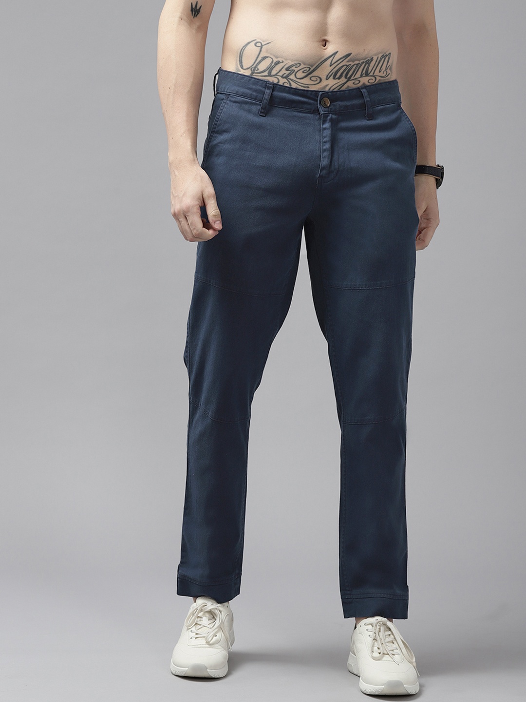 

Roadster Men Navy Blue Regular Fit Solid Trousers