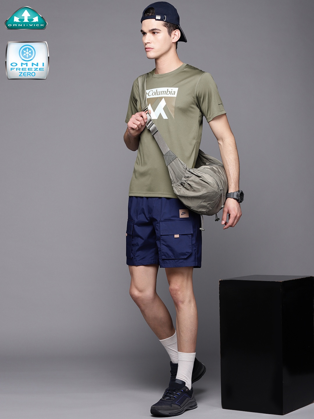 Columbia Men Green Printed Dry Tech Slim Fit Hiking T-shirt