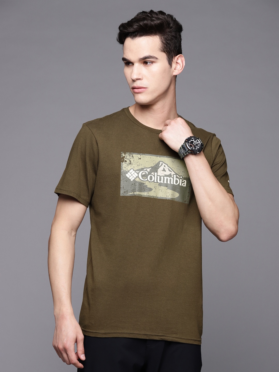 

Columbia Men Green Printed Slim Fit Hiking T-shirt