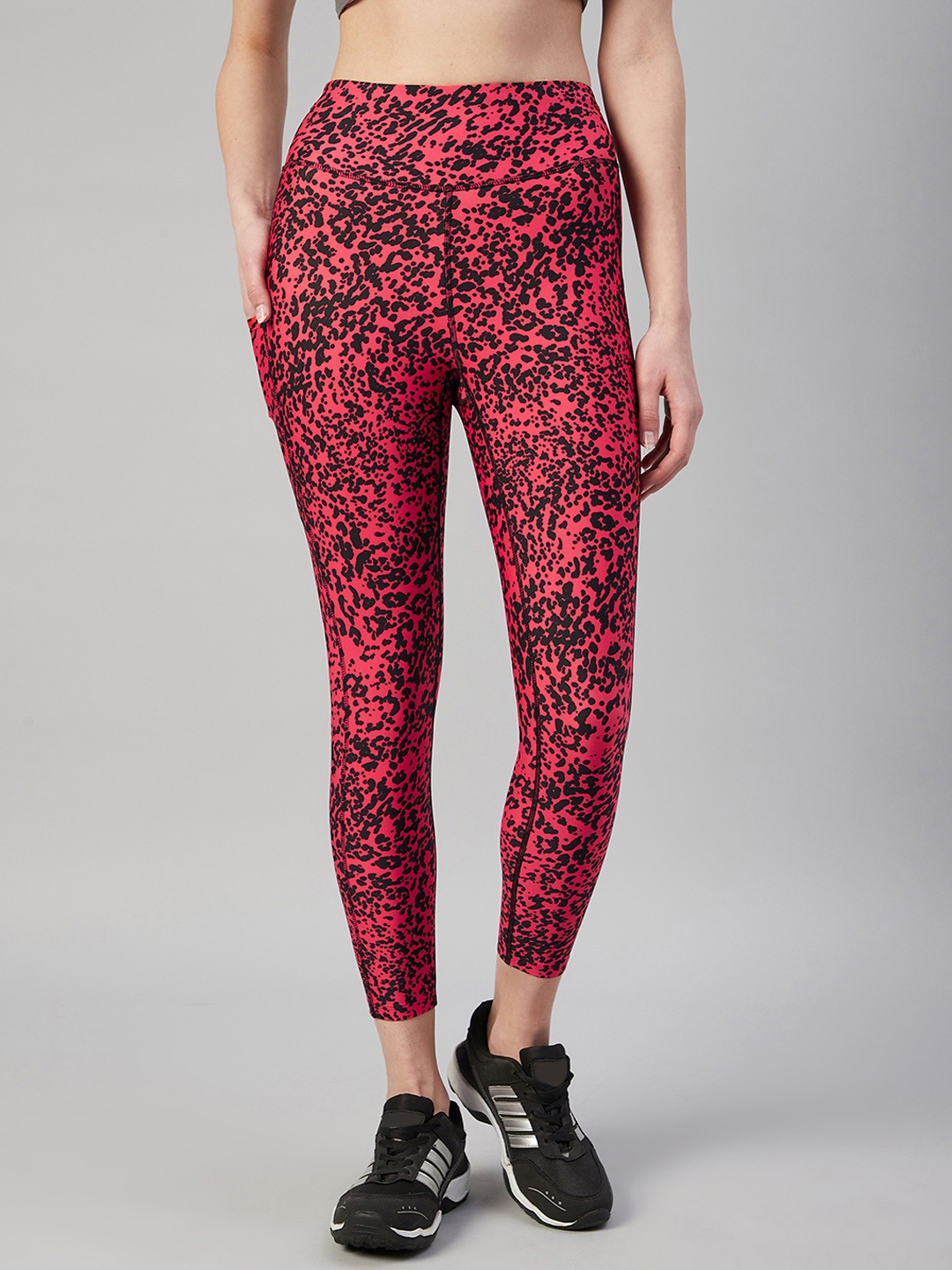 

Marks & Spencer Women Red & Black Animal Skin Printed Sport Leggings