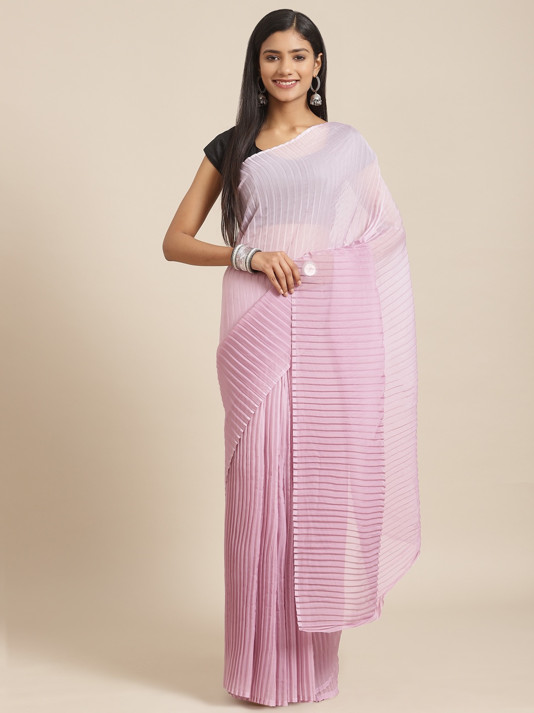 

Nanda Silk Mills Purple Ombre Organza Pleated Saree