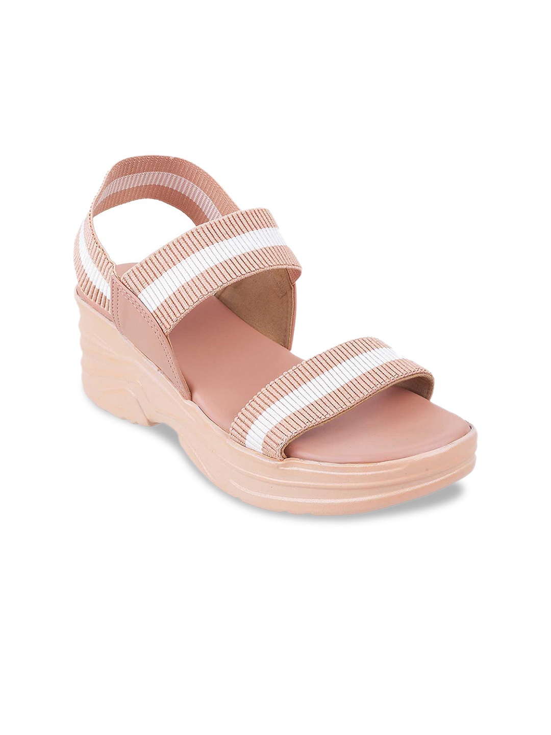 

WALKWAY by Metro Peach-Coloured Striped Wedges