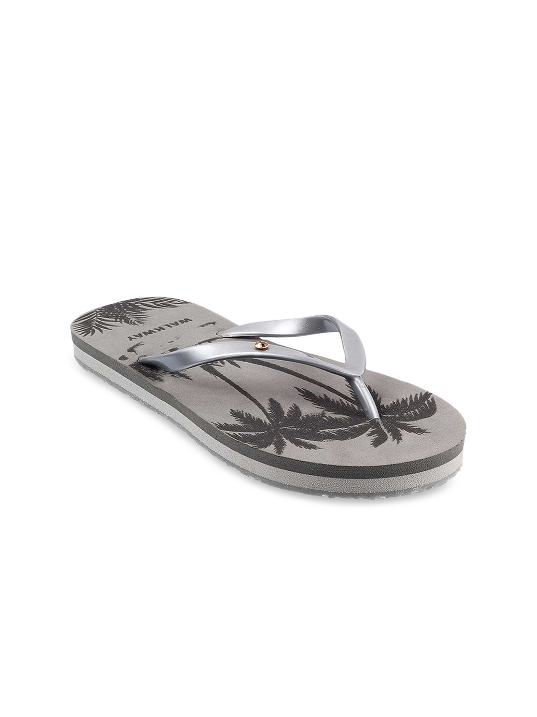 

WALKWAY by Metro Women Grey Printed Rubber Thong Flip-Flops