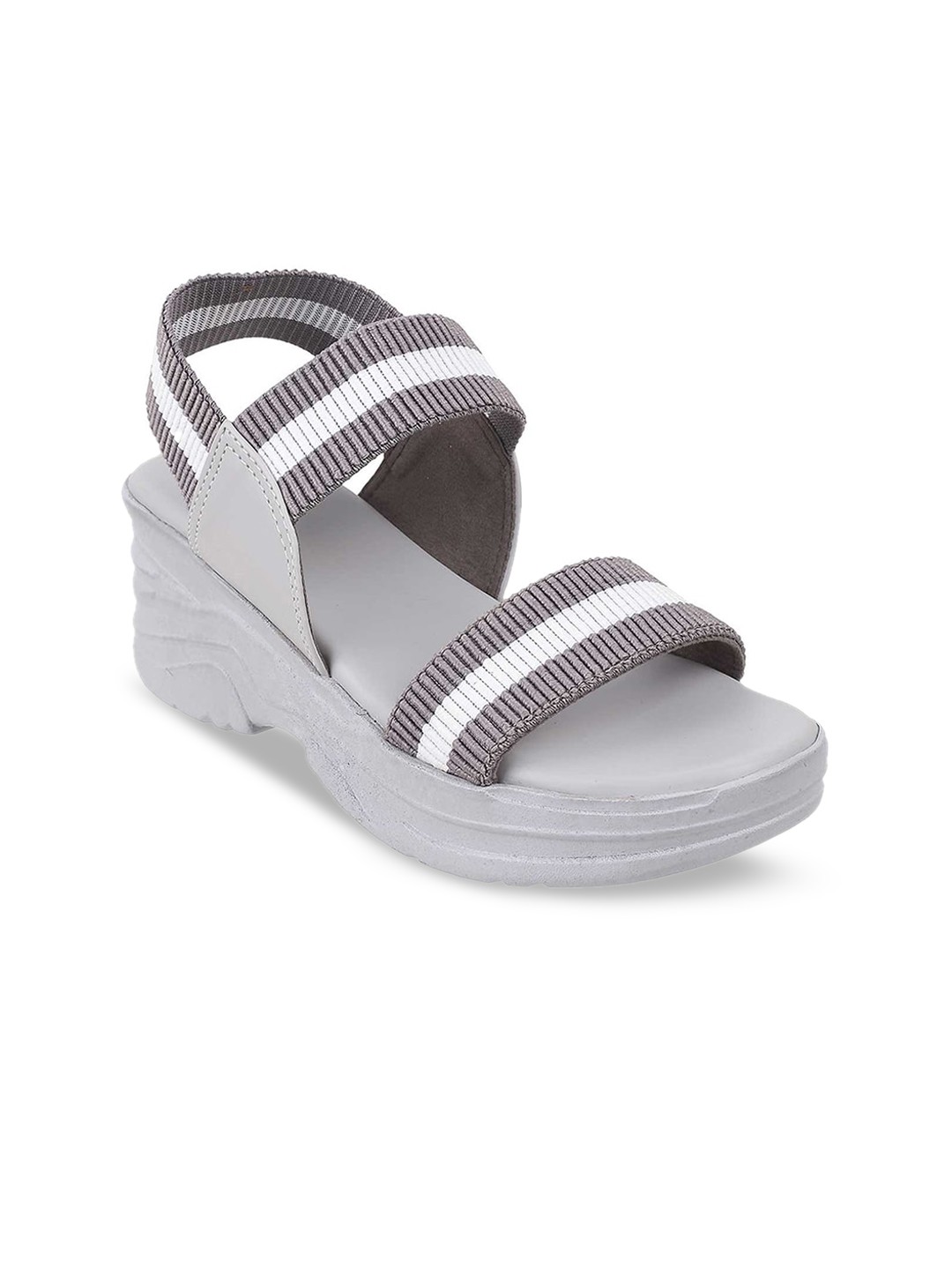 

WALKWAY by Metro Grey & White Striped Platform Sandals