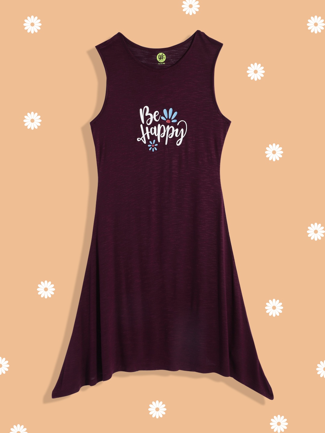 

YK Girls Burgundy Printed A-Line Dress