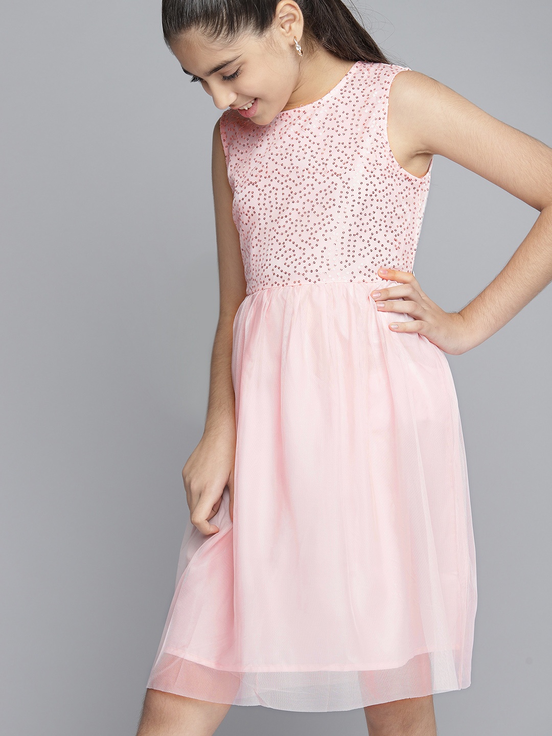 

YK Girls Pink Sequined Tulle Dress