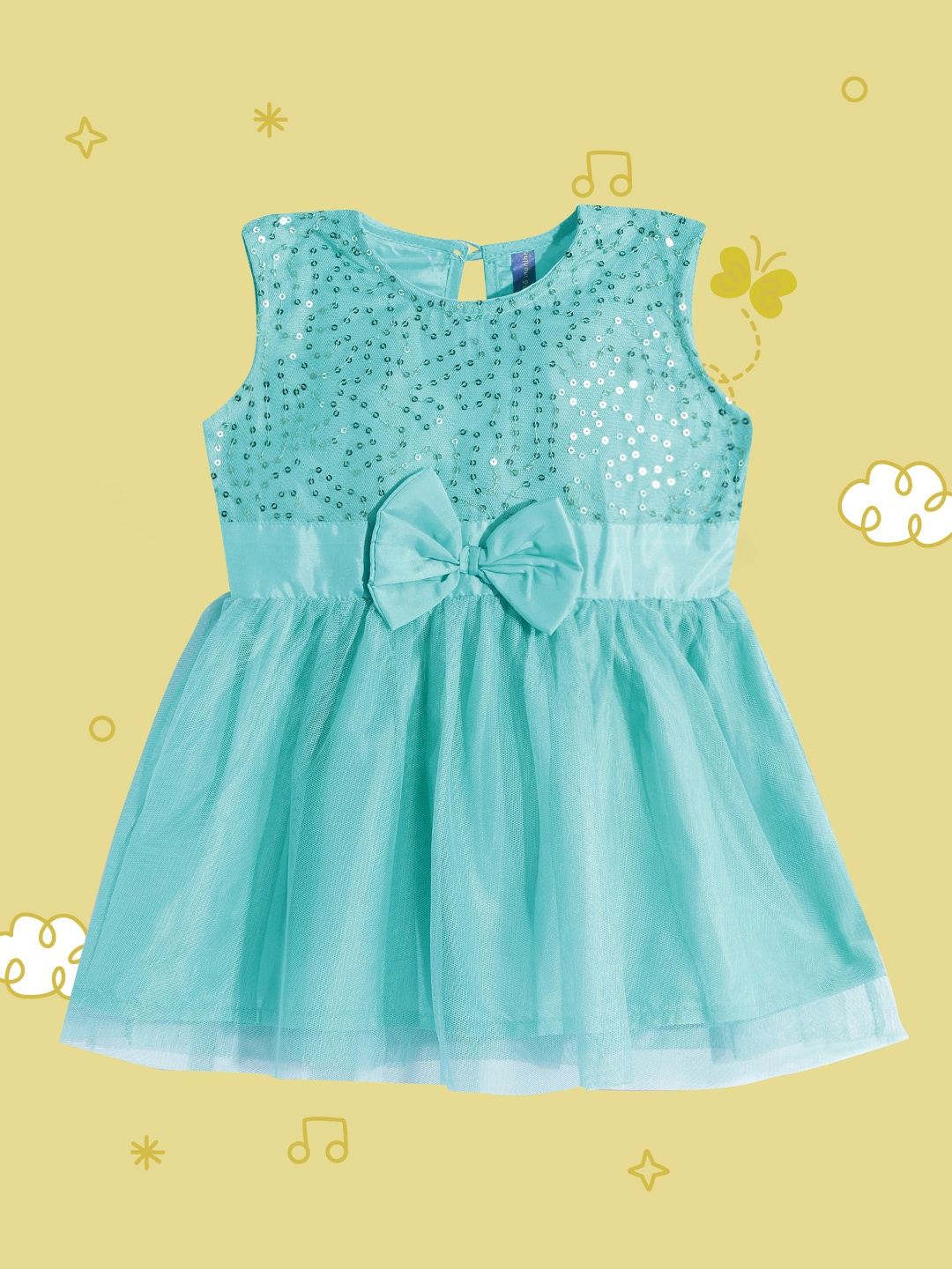 

YK Infant Girls Turquoise Blue Sequined Tulle Dress