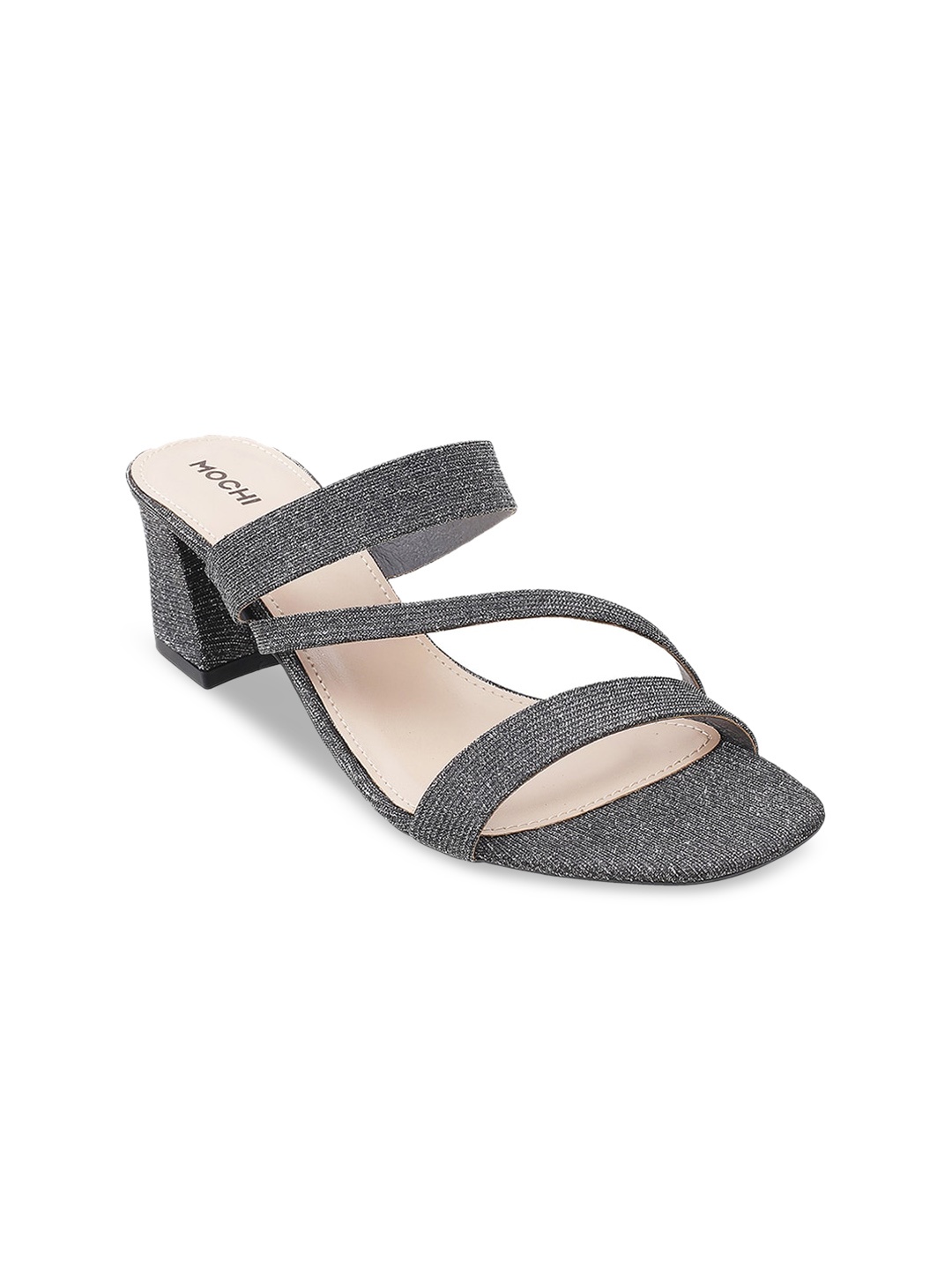 

Mochi Grey Embellished Block Sandals