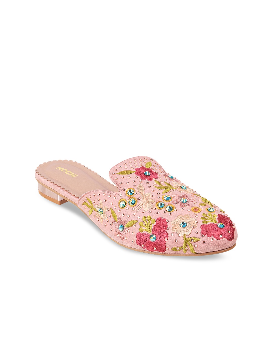 

Mochi Women Peach-Coloured Embellished Mules Flats