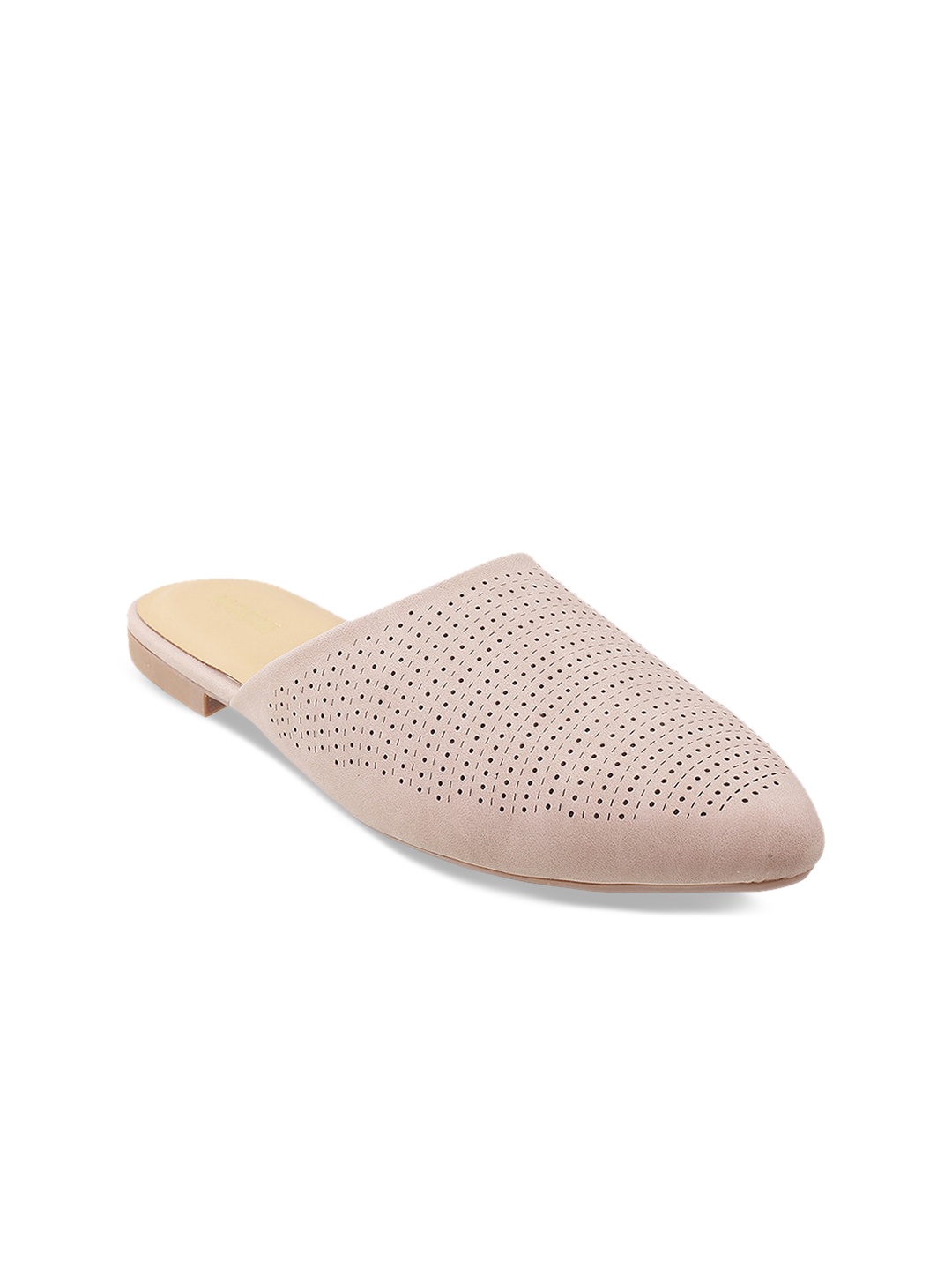 

Mochi Women Peach-Coloured Perforation Mules Flats