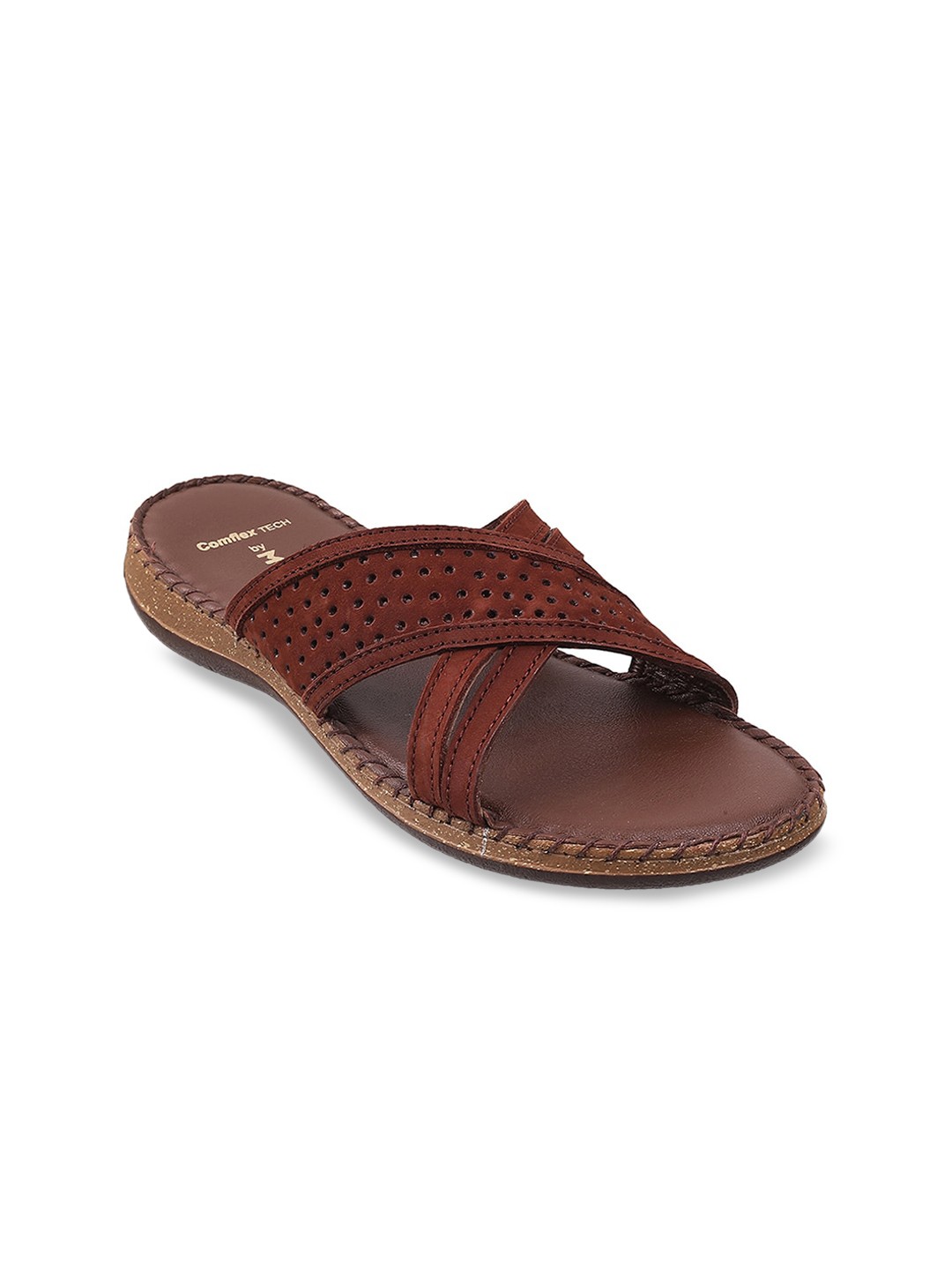 

Mochi Women Brown Open Toe Flats with Laser Cuts