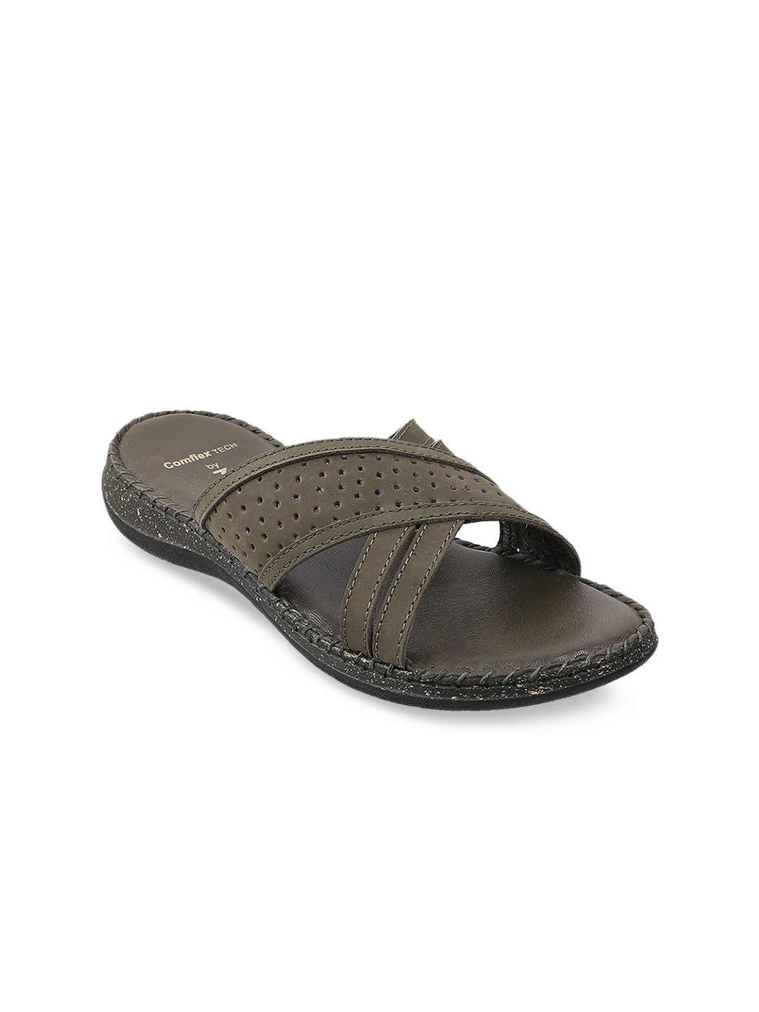 

Mochi Women Green Open Toe Flats with Laser Cuts