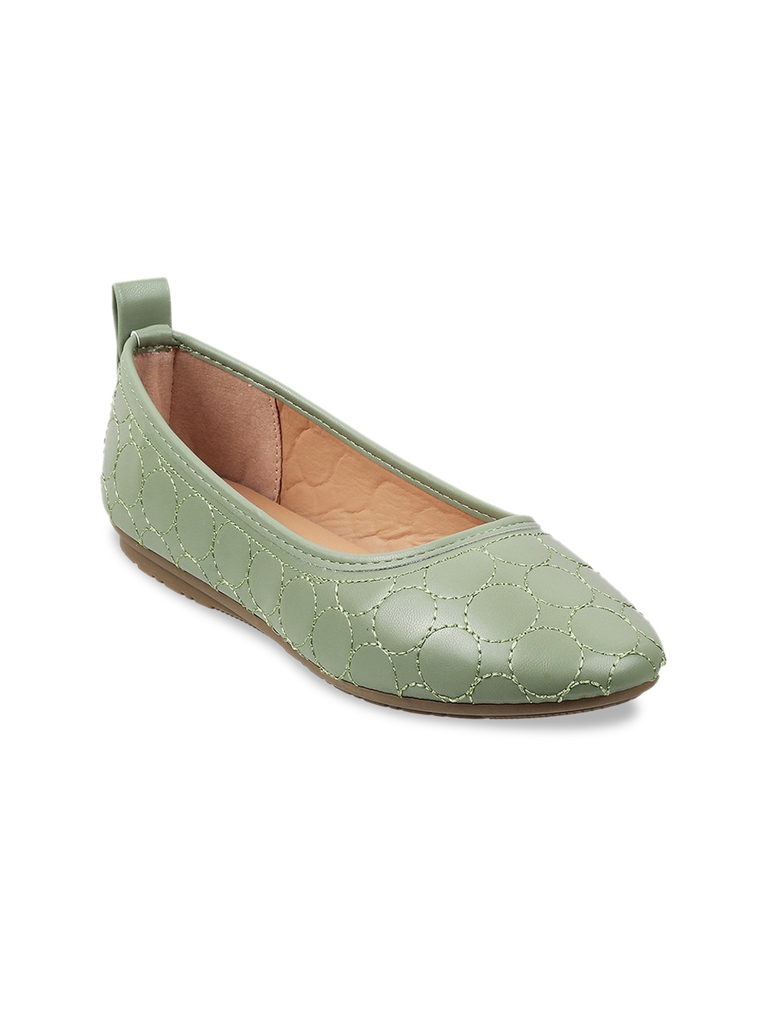 

Mochi Women Green Embroidered Ballerinas Flats