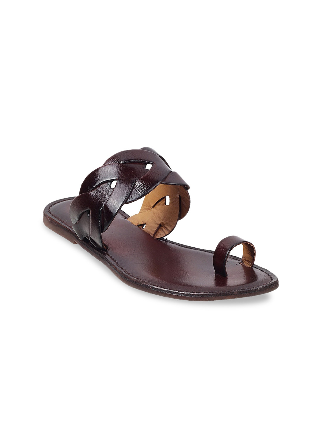 

Mochi Women Brown One Toe Flats with Laser Cuts