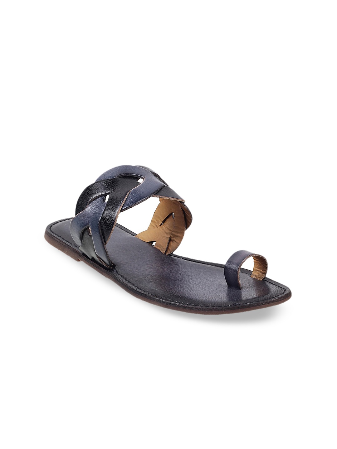 

Mochi Women Grey Leather One Toe Flats