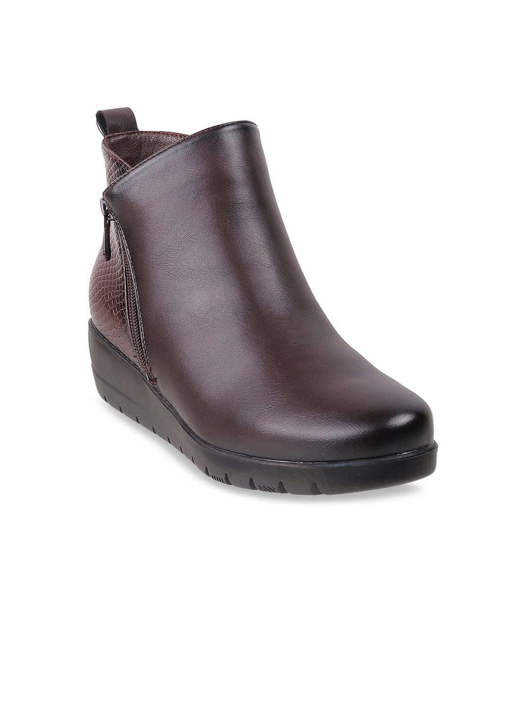 

Mochi Women Brown Solid High-Top Flat Boots