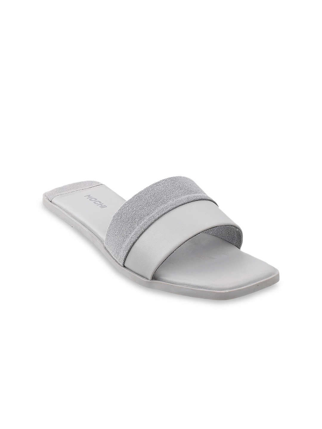 

Mochi Women Grey Textured Open Toe Flats