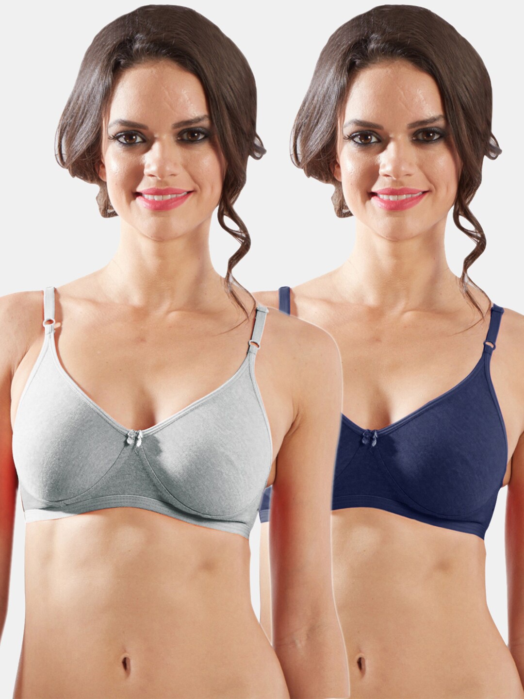 Sonari Pack of 2 Non Padded Non Wired Bra, Grey