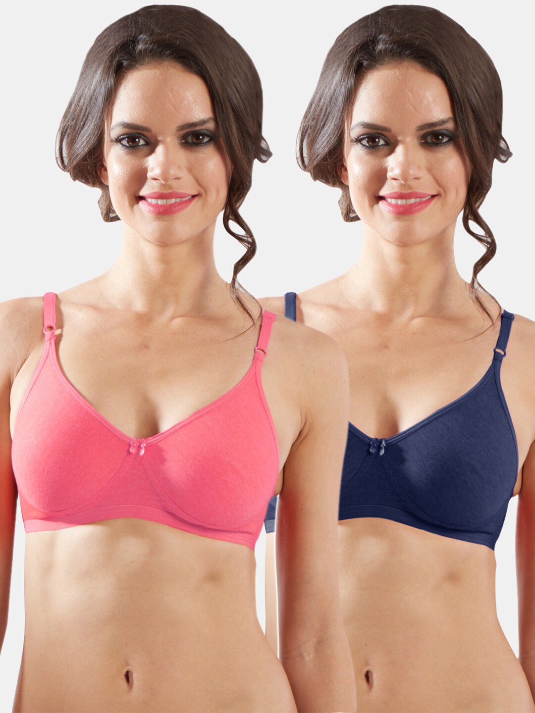 Sonari Pack Of 2 Pink & Navy Blue Bra