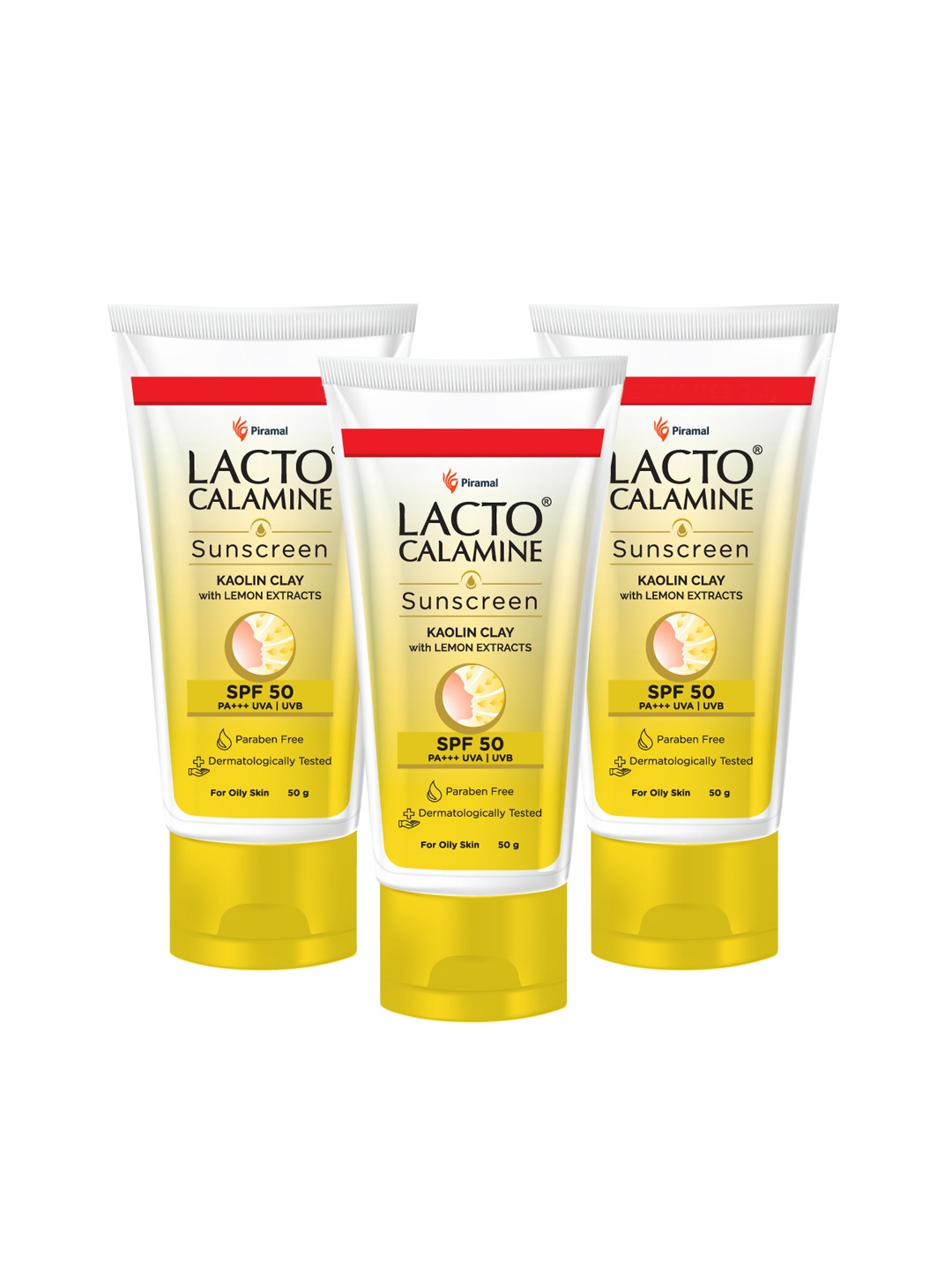 

Lacto Calamine Set of 3 Daily Sunshield SPF 50 PA+++ Matte Look Sunscreen-50 g Each, Yellow