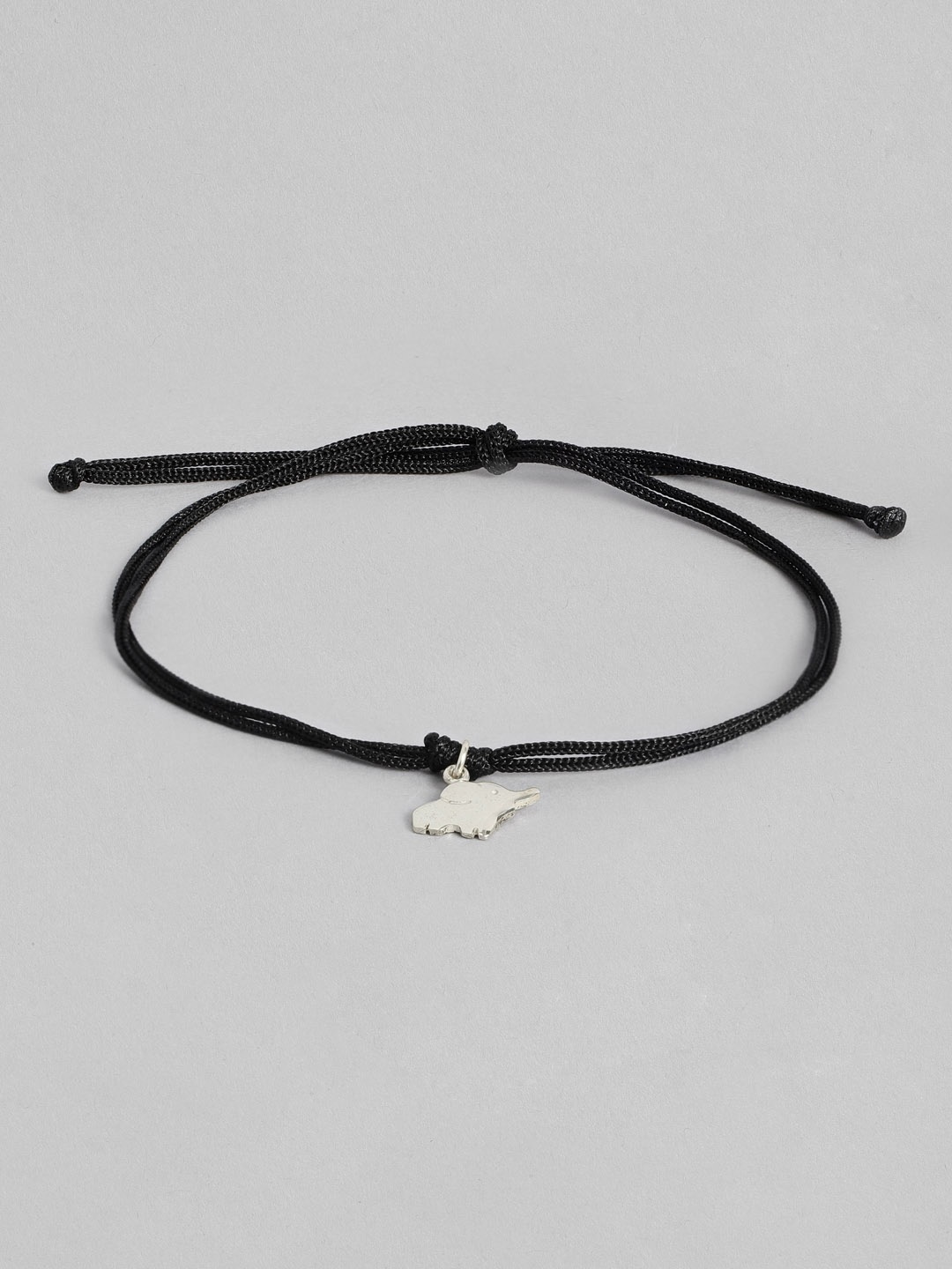

TRISHONA Girls Black & Silver-Toned 925 Sterling Silver Bird Charm Thread Anklet