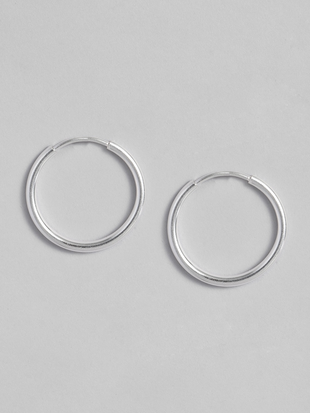 

TRISHONA Silver-Toned Circular Thick Hoop Earrings-Medium