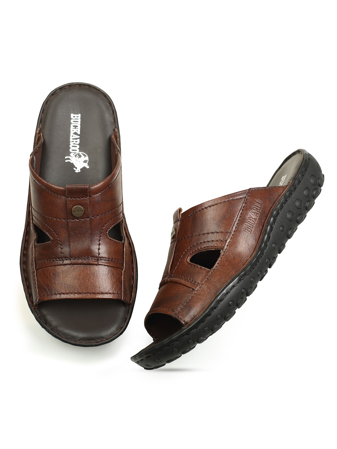 

Buckaroo Men Brown Genuine Leather Comfort Sandals