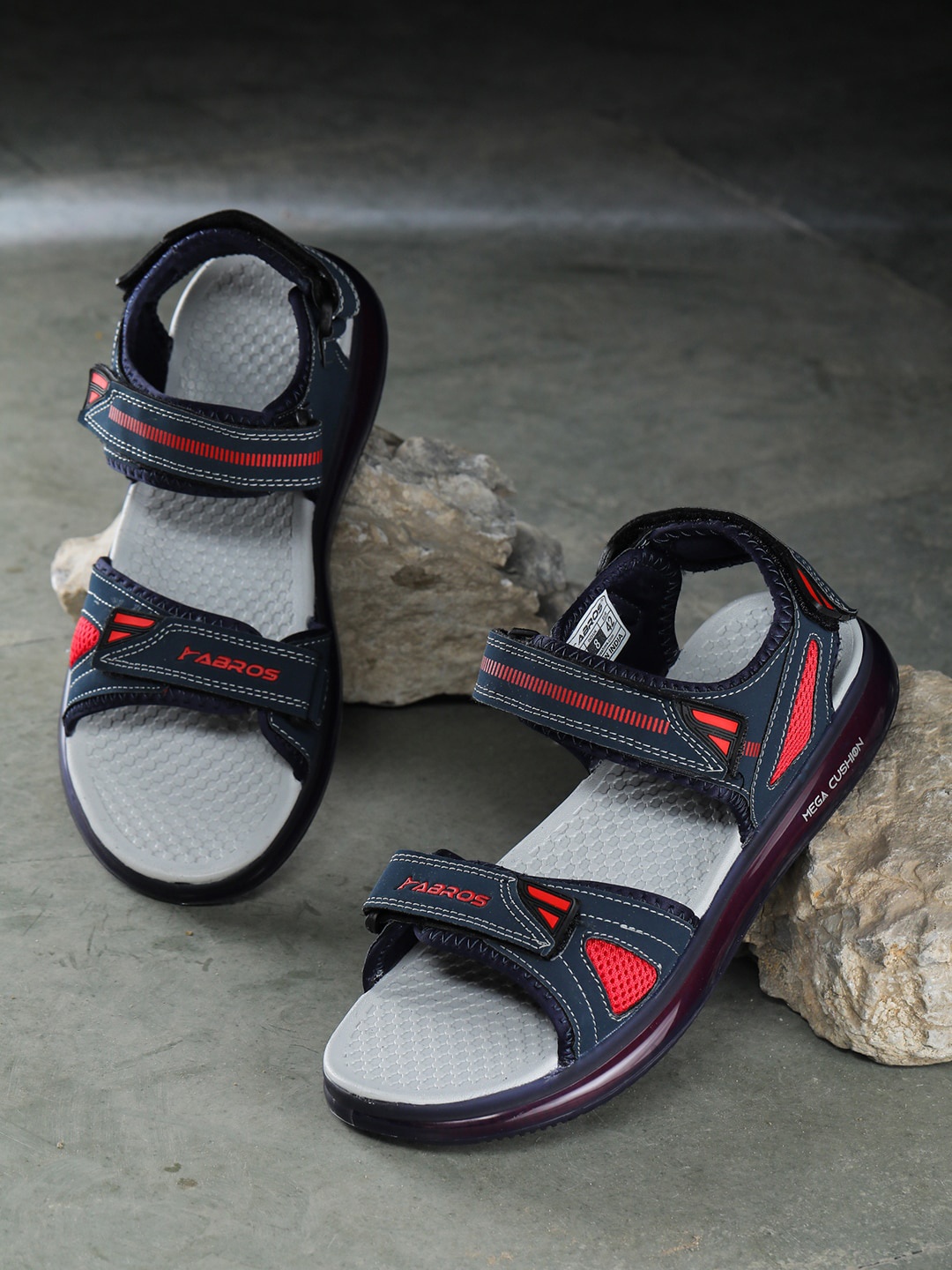 

ABROS Men Colourblocked Sports Sandals, Navy blue