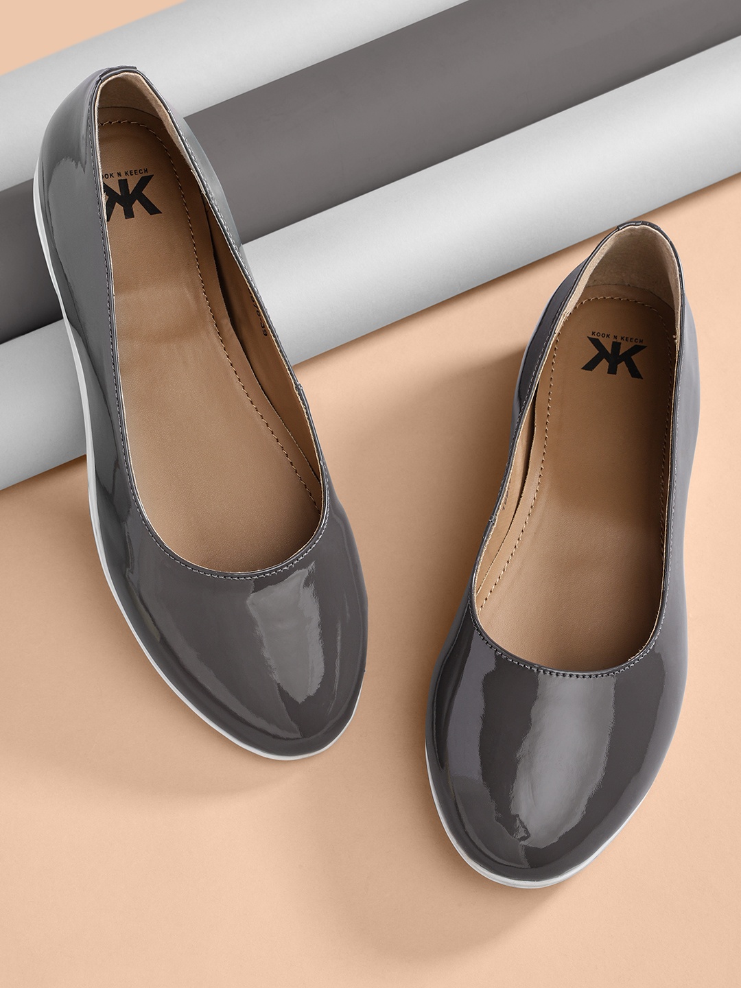 

Kook N Keech Women Charcoal Grey Solid Ballerinas