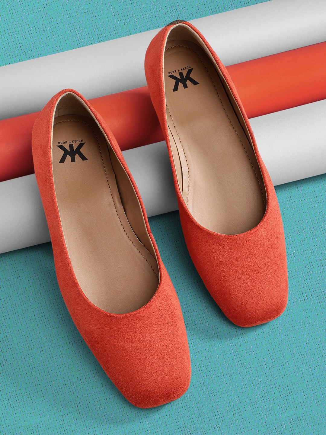 

Kook N Keech Women Coral Red Suede Finish Ballerinas