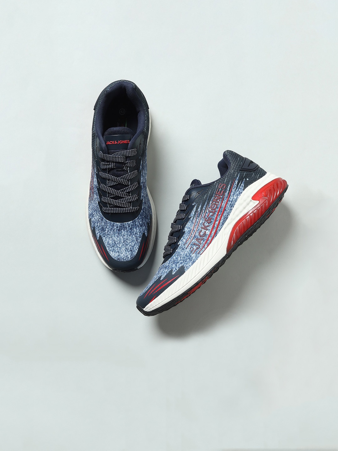 

Jack & Jones Men Blue Printed Sneakers