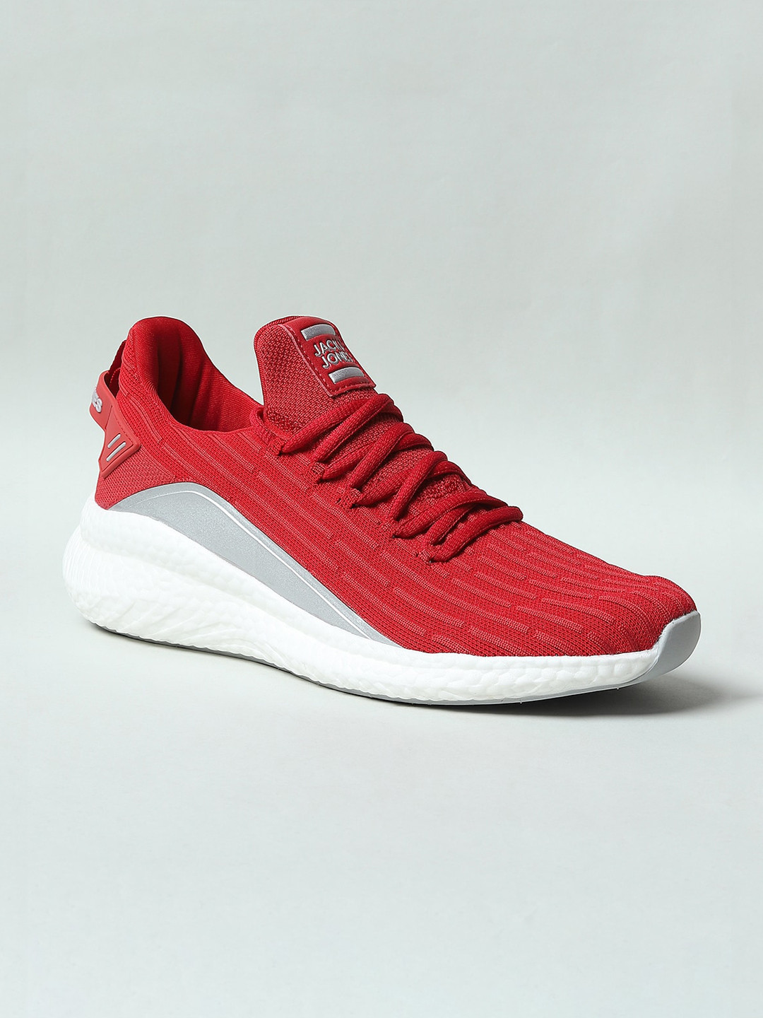 

Jack & Jones Men Red & White Woven Design Lace-Up Sneakers