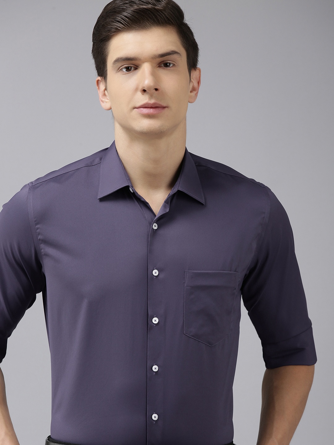 

Van Heusen Men Blue Slim Fit Solid Opaque Formal Shirt with Chest Pocket