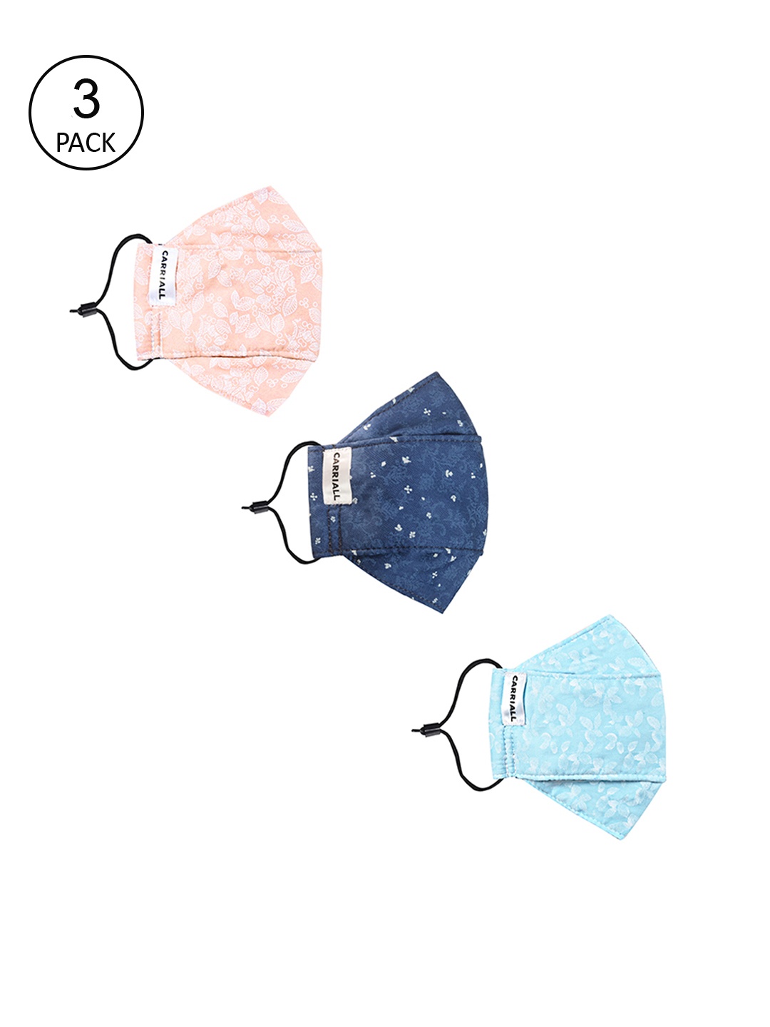 

CARRIALL Adults Pack of 3 Assorted 3 Ply Cotton Reusable Cloth Mask