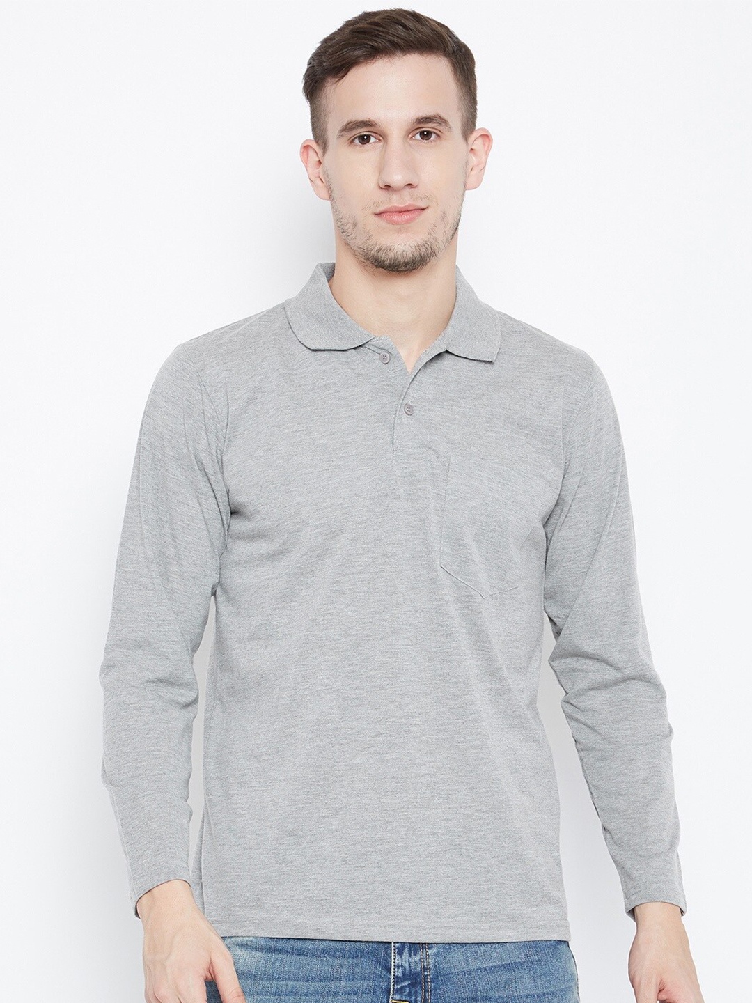 

Camey Men Grey Cotton Polo Collar T-shirt