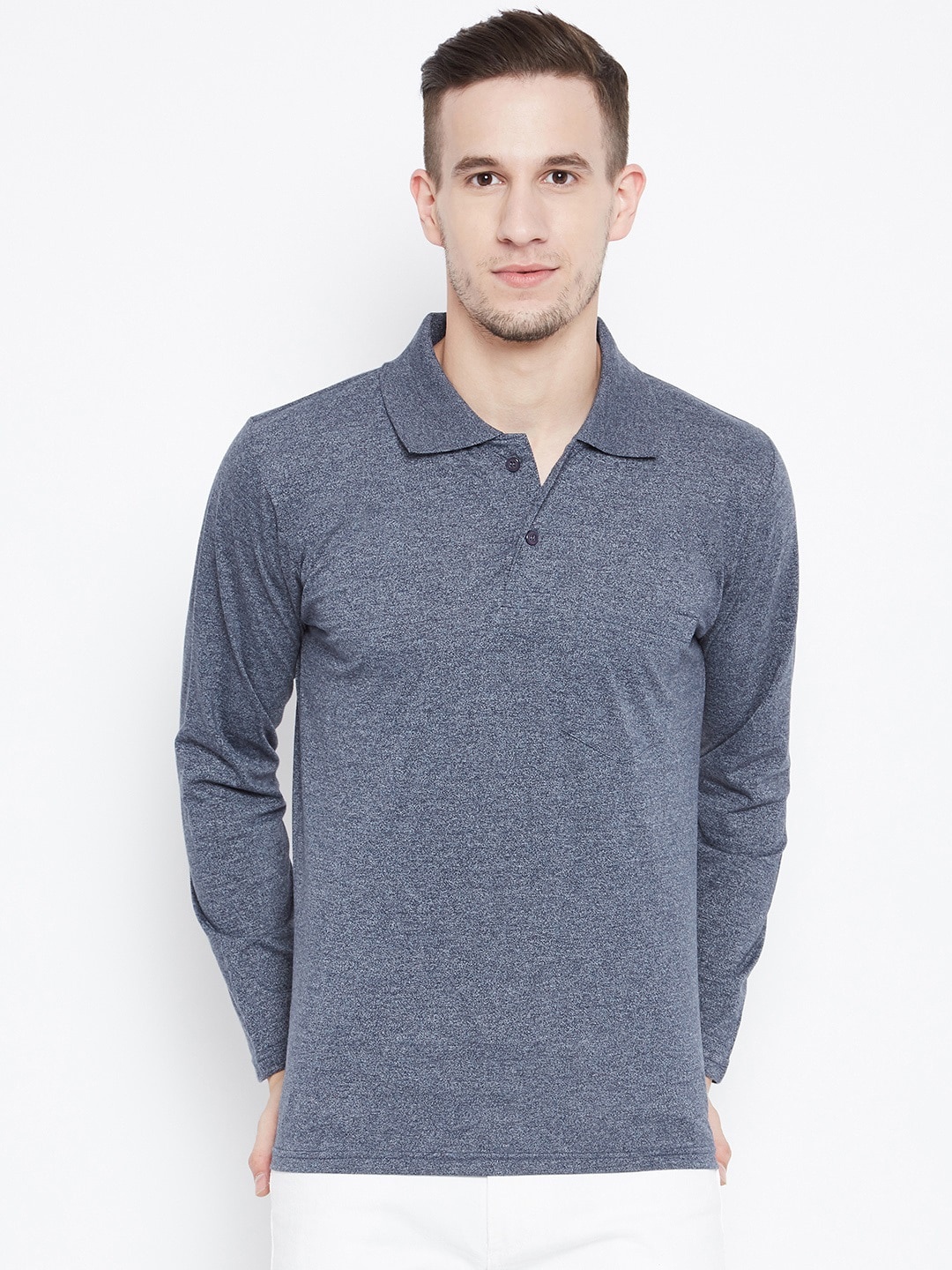 

Camey Men Grey Polo Collar Cotton T-shirt