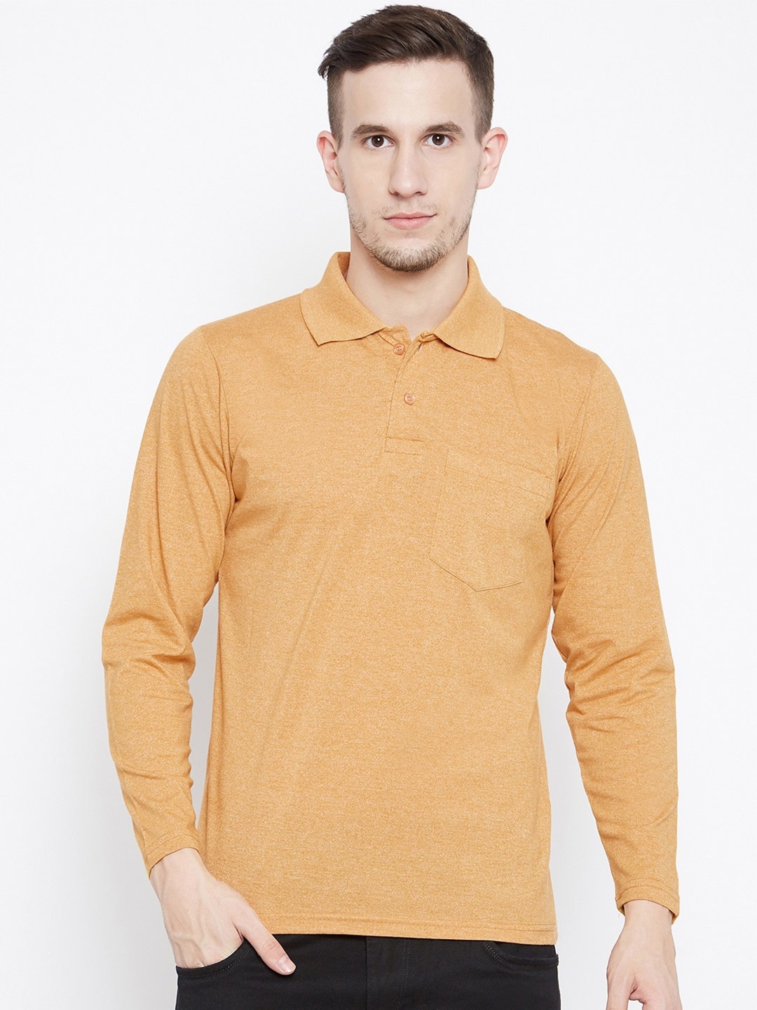 

Camey Men Yellow Polo Collar Cotton T-shirt