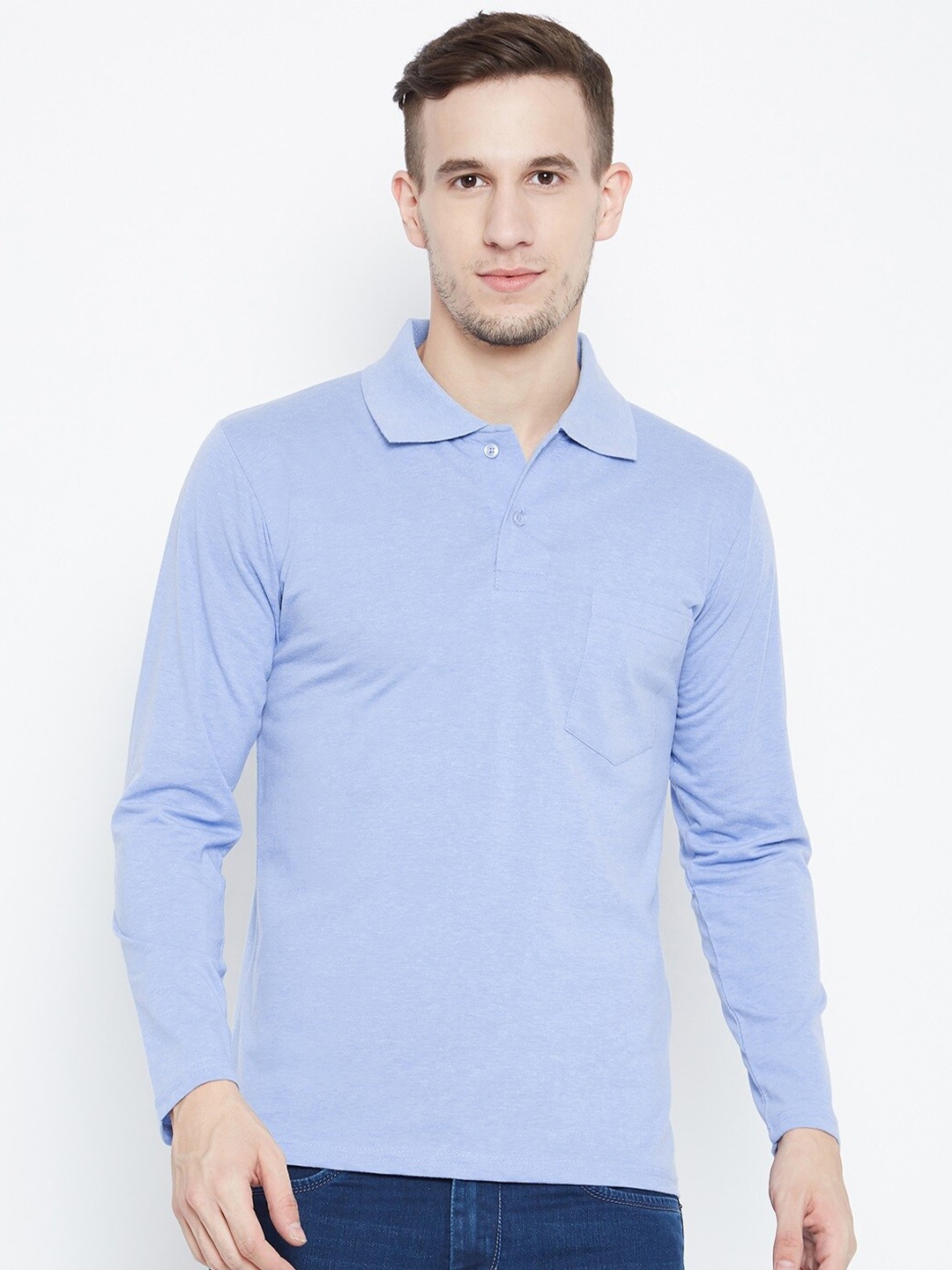 

Camey Men Blue Polo Collar Cotton T-shirt