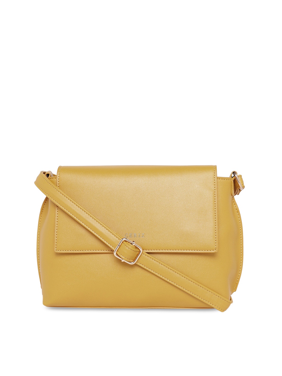 

CERIZ Mustard PU Structured Sling Bag