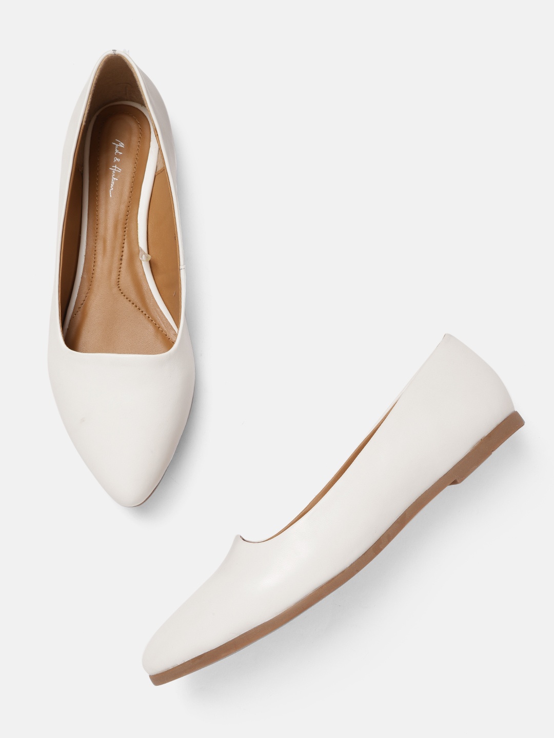 

Mast & Harbour Women Off White Solid Ballerinas
