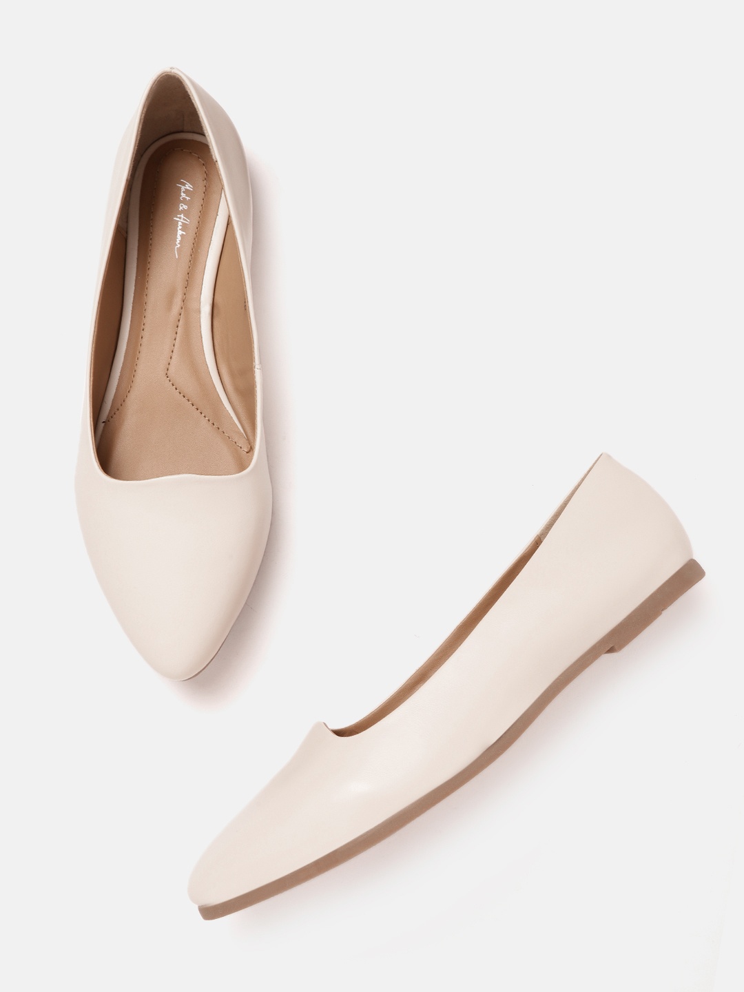 

Mast & Harbour Women Beige Solid Ballerinas